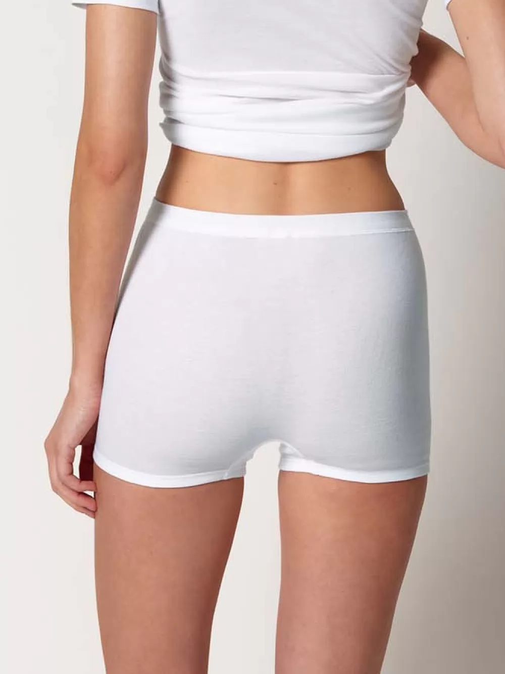 Biały Figi pełne damskie Huber Cotton Fine Rib 014988 - zdjęcie 2