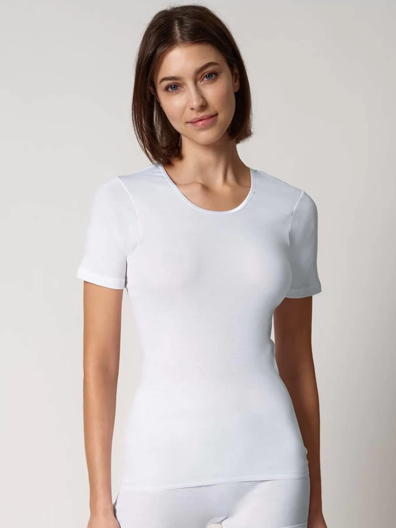 Biały Koszulka damska Huber Cotton Fine Rib 014983 - zdjęcie 1