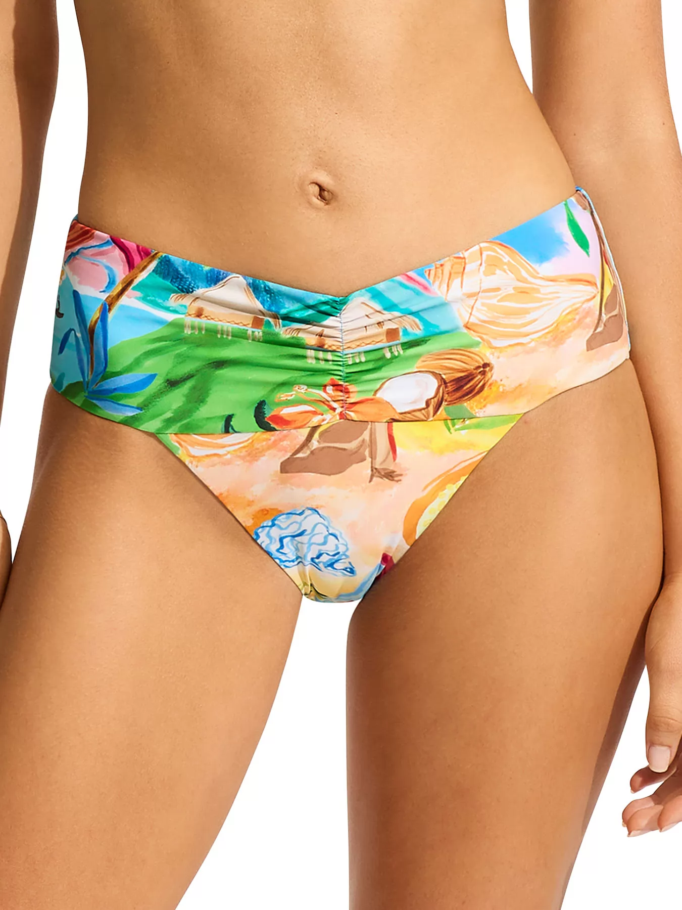 Niebieski, wielobarwny, zielony Dół od bikini Seafolly South Pacific 40742-211 - zdjęcie 1