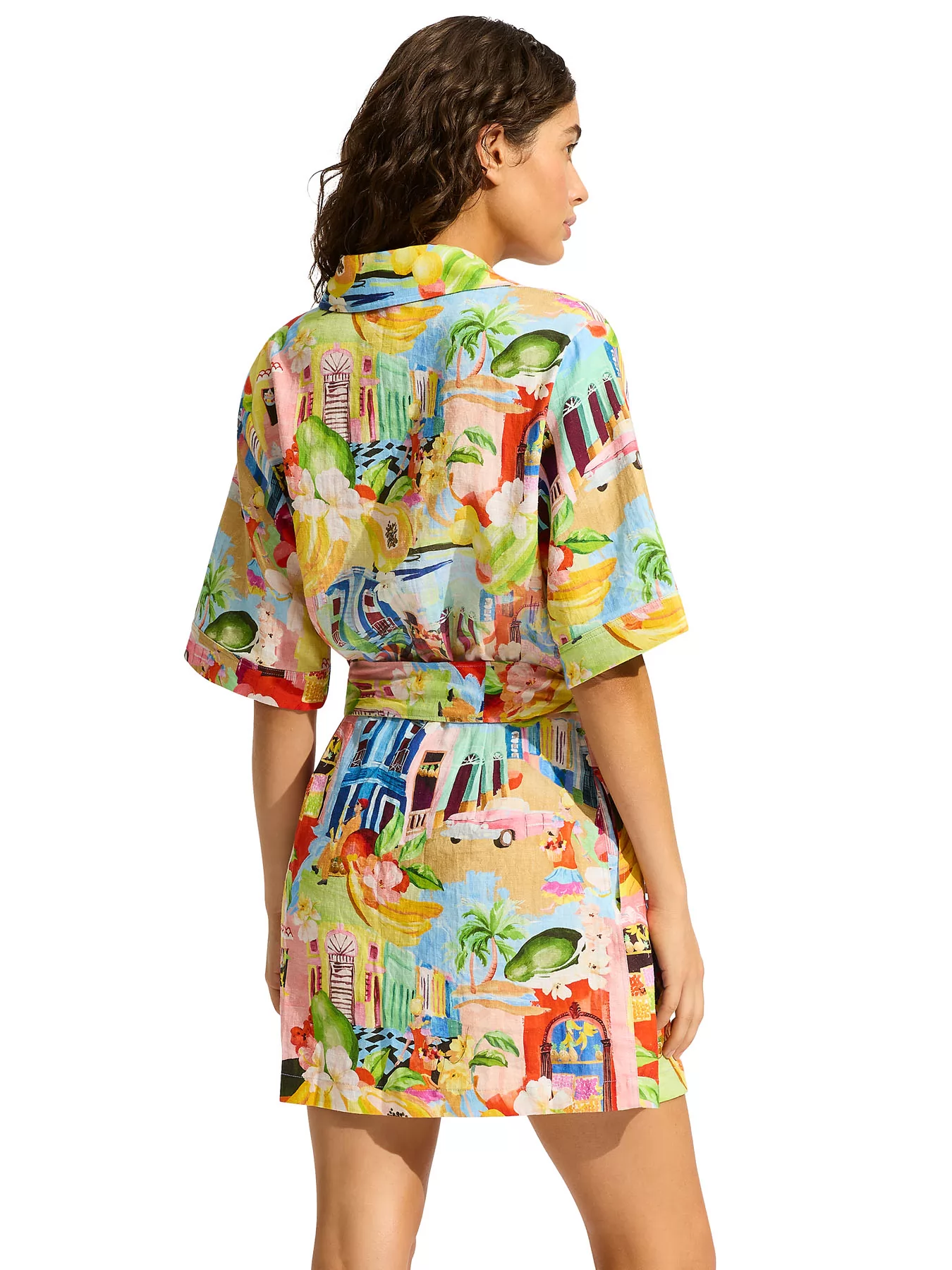 Wielobarwny, zielony, żółty Sukienka plażowa Seafolly Cuba 55442-DR - zdjęcie 2