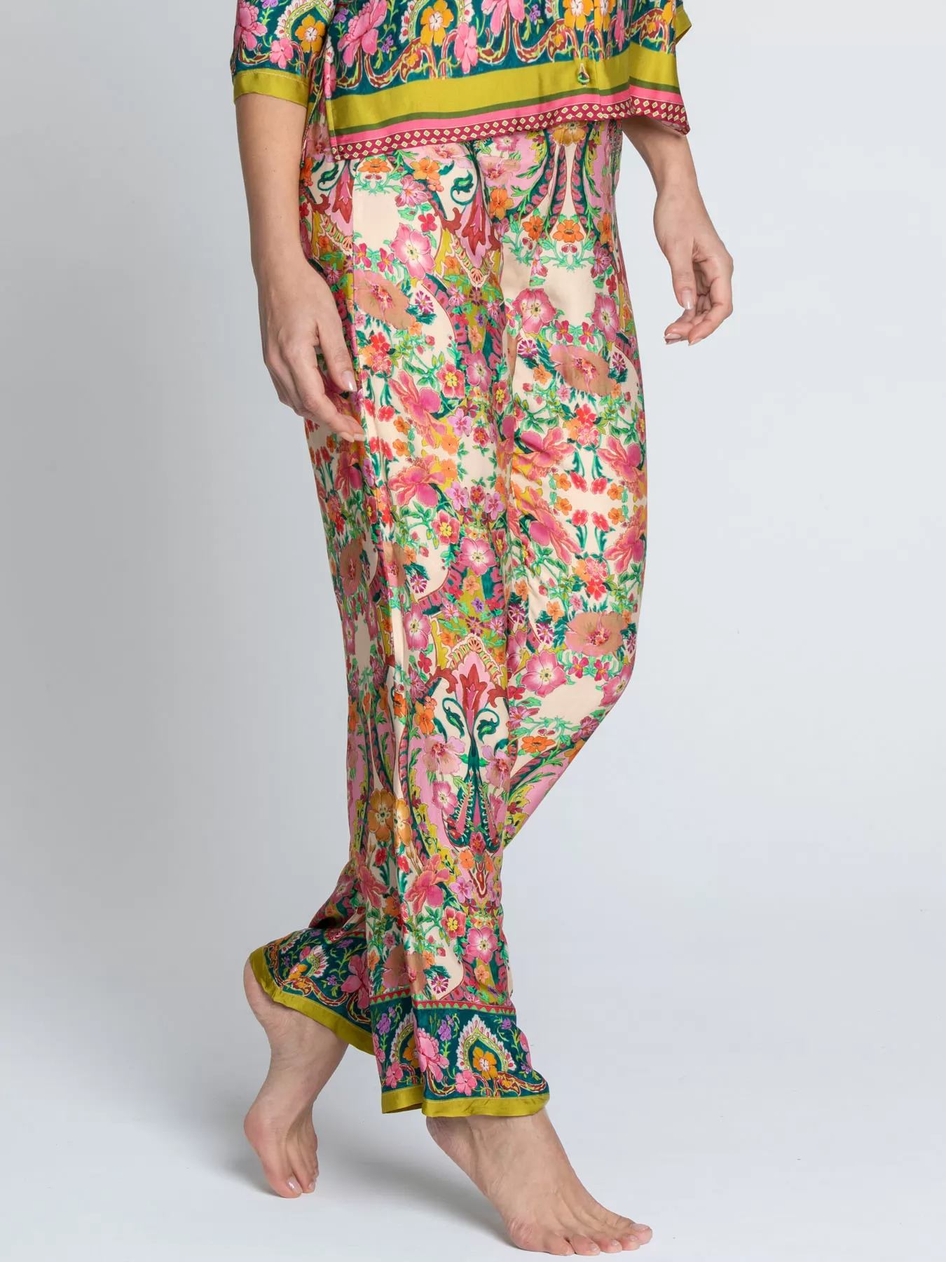 Różowy, wielobarwny, zielony Spodnie damskie Lise Charmel Libertine en Fleurs ALJ0039 - zdjęcie 3