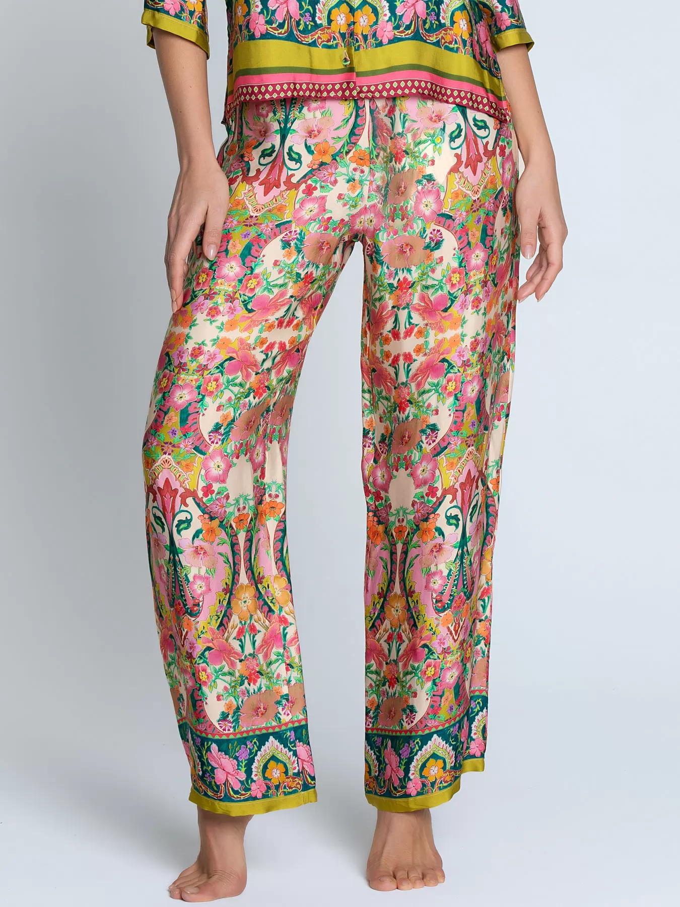 Różowy, wielobarwny, zielony Spodnie damskie Lise Charmel Libertine en Fleurs ALJ0039 - zdjęcie 1