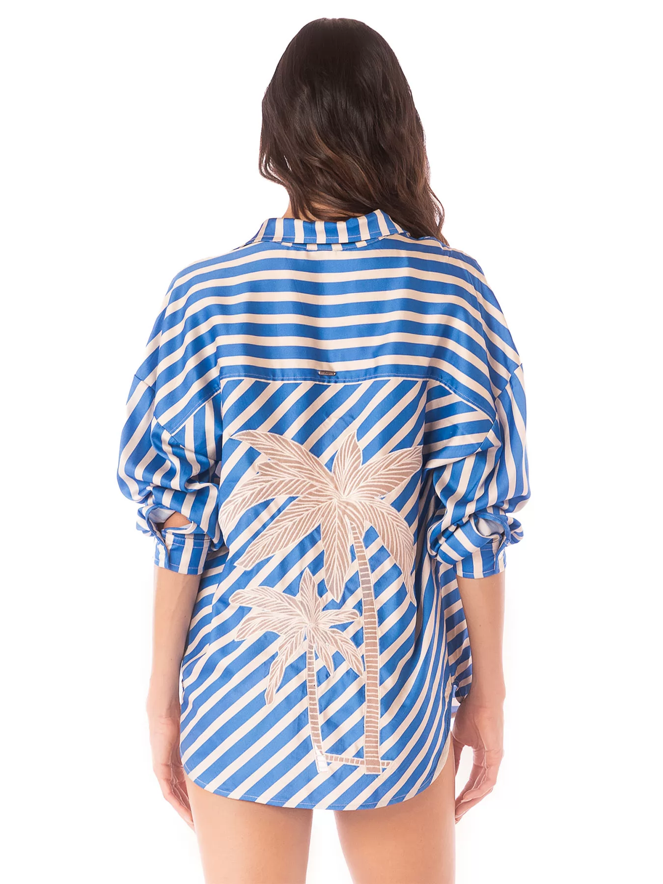 Kremowy, niebieski Tunika plażowa Maaji Azure Stripes PT2390CL - zdjęcie 2
