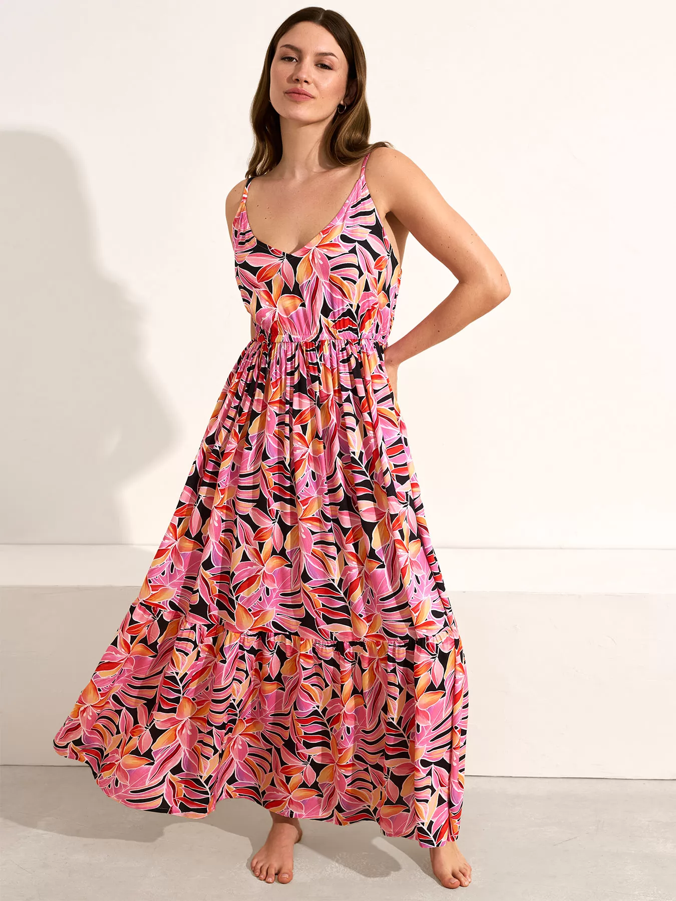 Różowy, wielobarwny Sukienka plażowa Selmark BM196 - zdjęcie 1