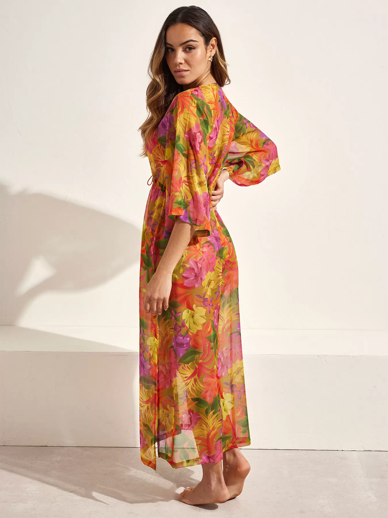 Fioletowy, wielobarwny, zielony Tunika plażowa Selmark BL596 - zdjęcie 4