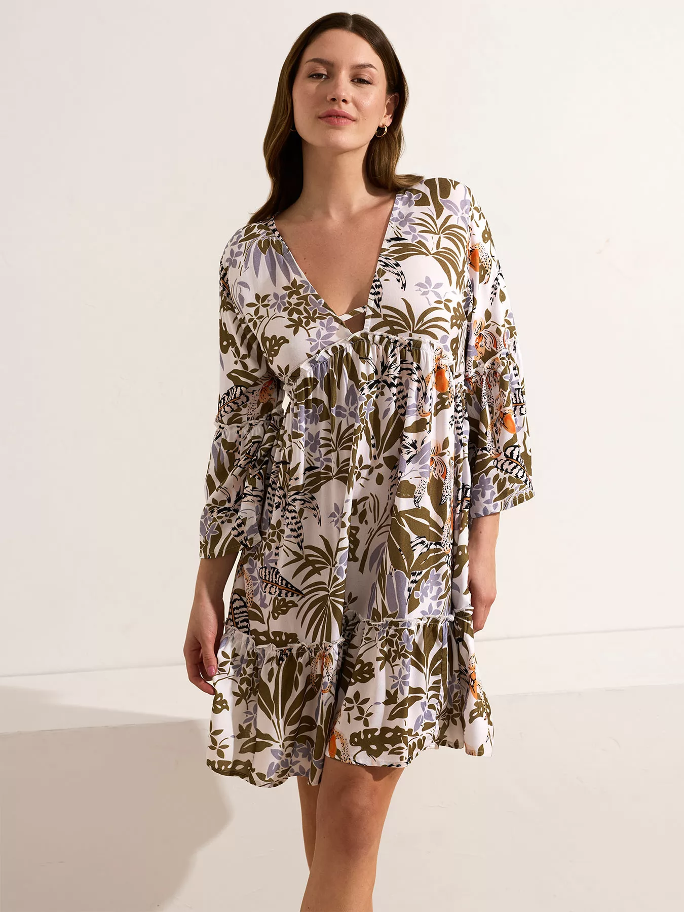 Biały, wielobarwny Sukienka plażowa Selmark BL998 - zdjęcie 3