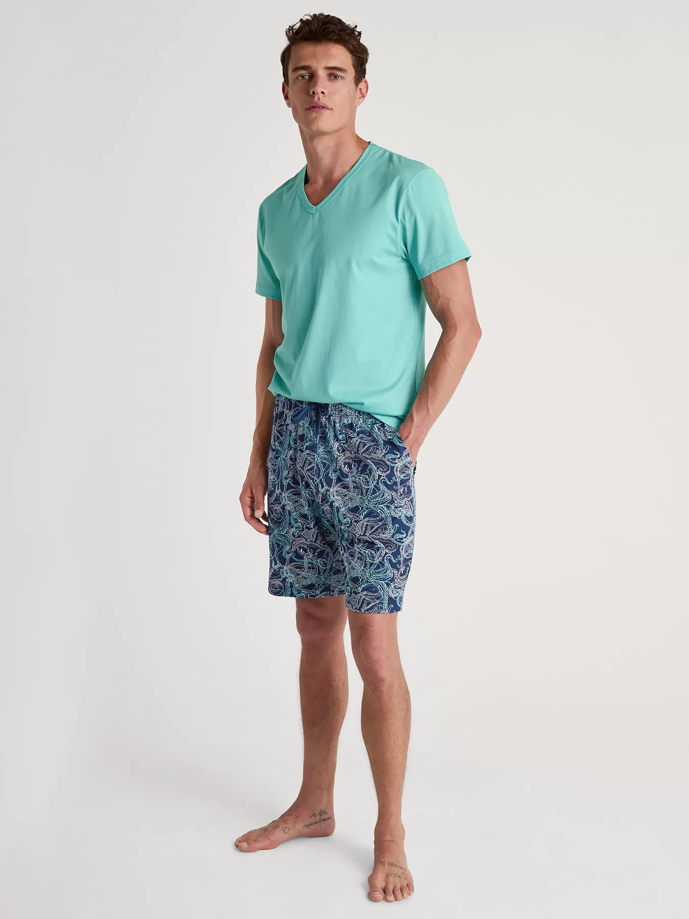 Granatowy, niebieski Szorty męskie Calida RMX Sleep Time off 27188 - zdjęcie 3