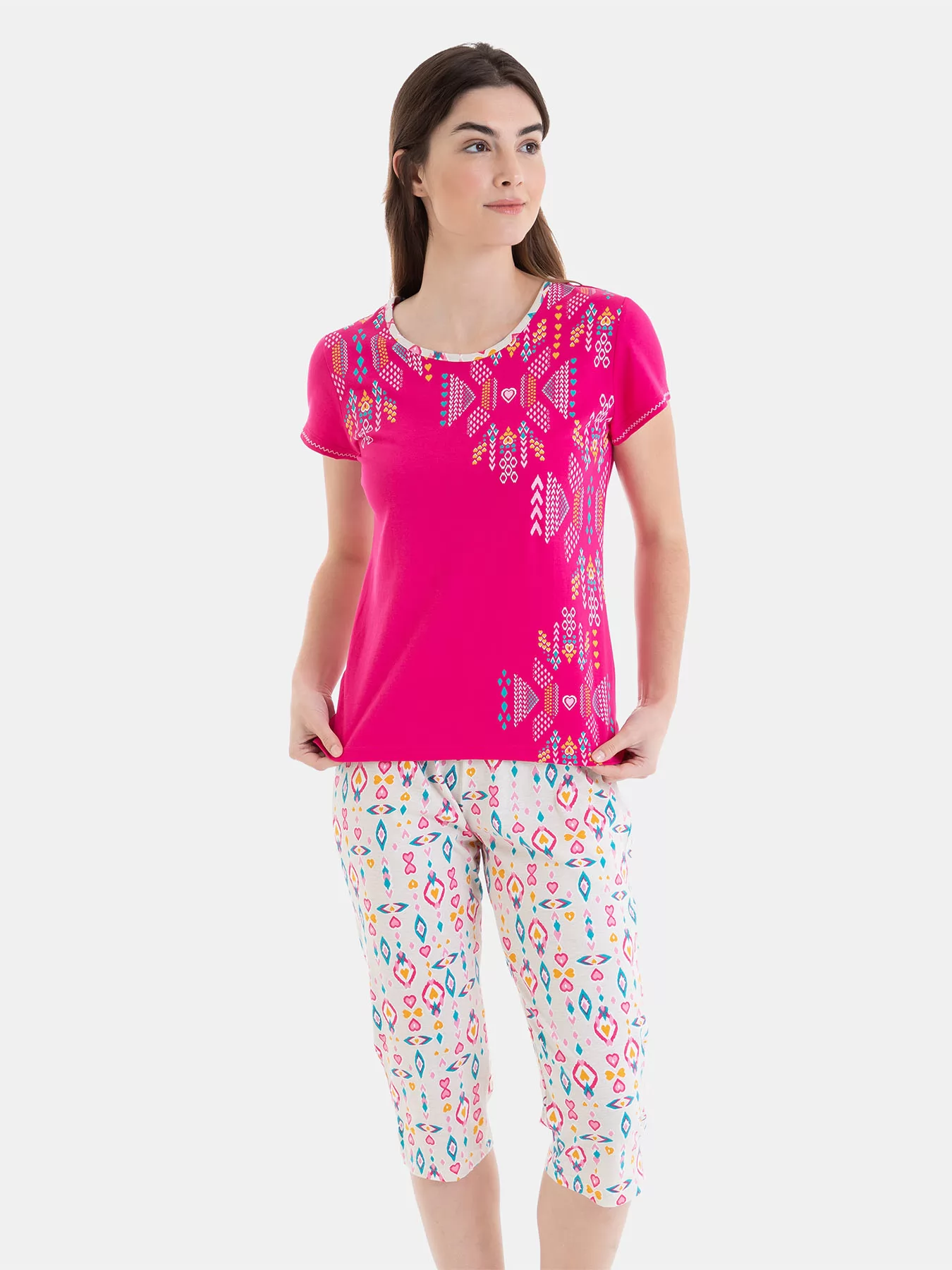 Biały, różowy Piżama damska Massana 251202 - zdjęcie 3