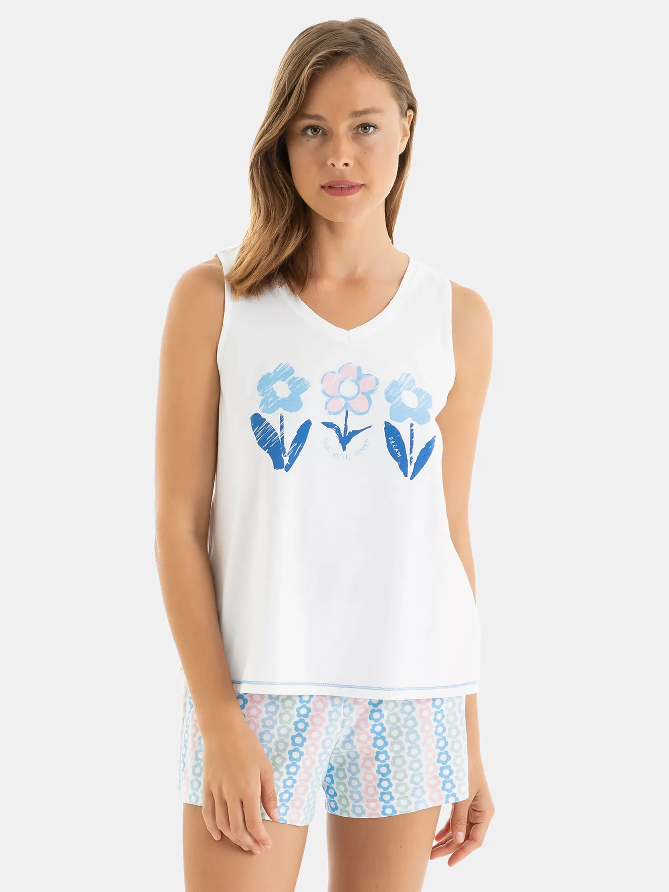 Biały, niebieski Piżama damska Massana 251237 - zdjęcie 1