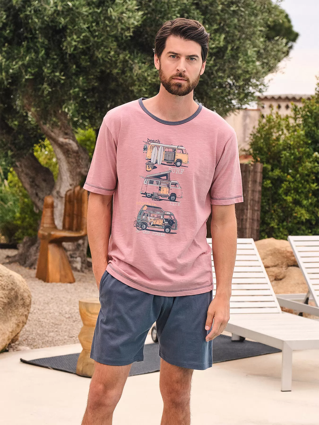 Czerwony, niebieski Piżama męska Massana 251303 - zdjęcie 4