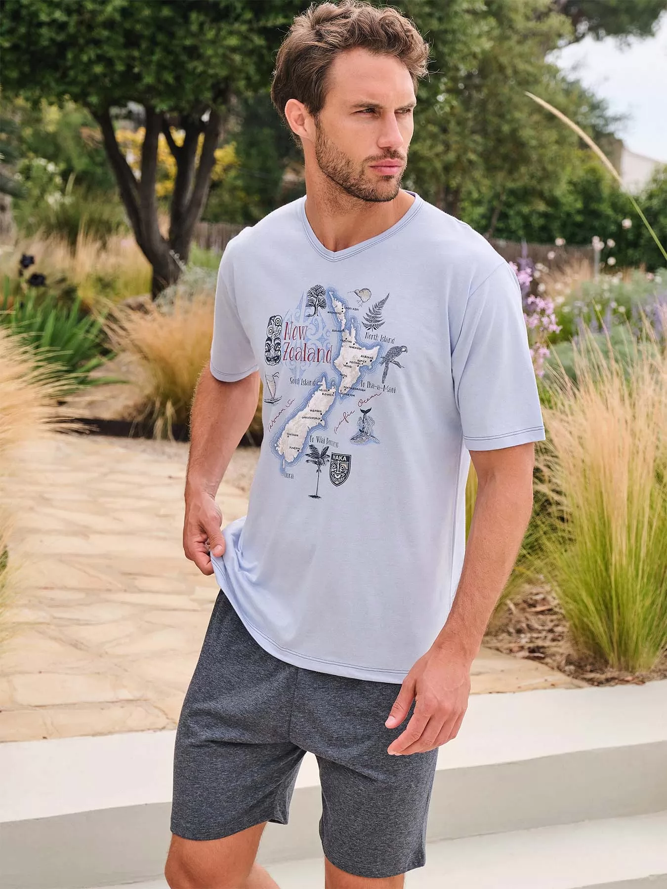 Antracytowy, niebieski Piżama męska Massana 251315 - zdjęcie 4