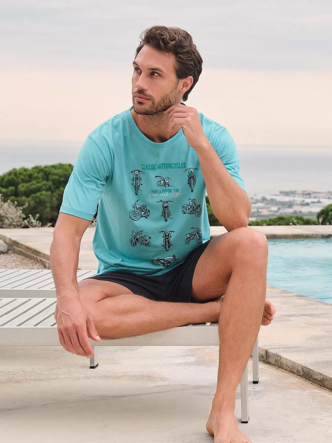 Czarny, niebieski Piżama męska Massana 251318 - zdjęcie 3