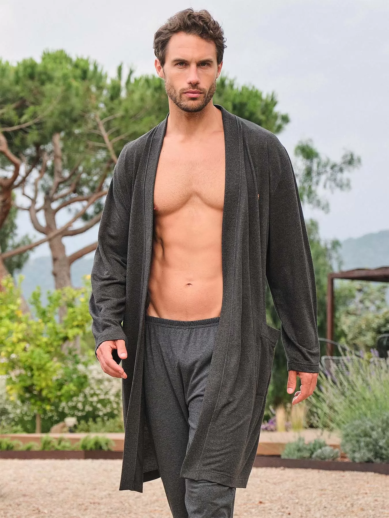 Antracytowy Szlafrok męski Massana 256325 - zdjęcie 3