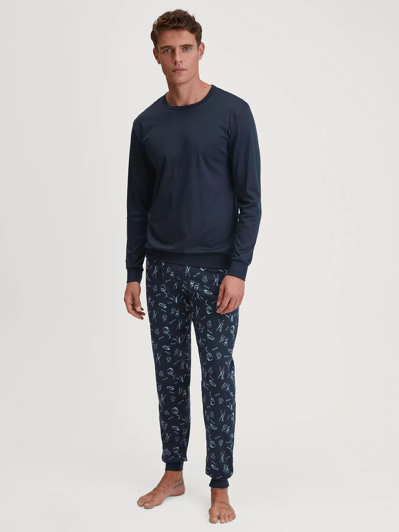 Granatowy Piżama męska Calida Swiss Resort 44381 - zdjęcie 1