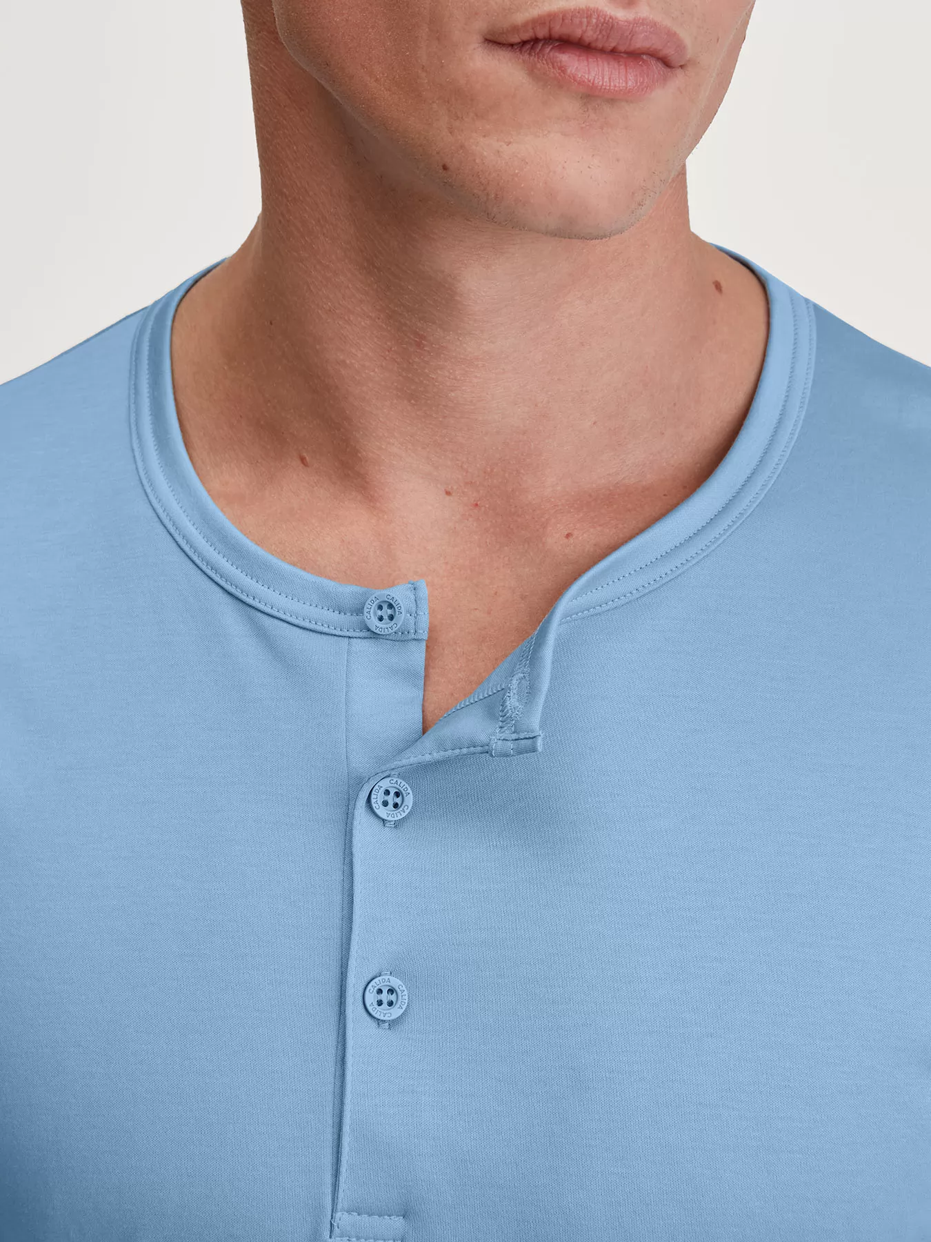 Niebieski Koszulka męska longsleeve Calida RMX Sleep Free 15384 - zdjęcie 3