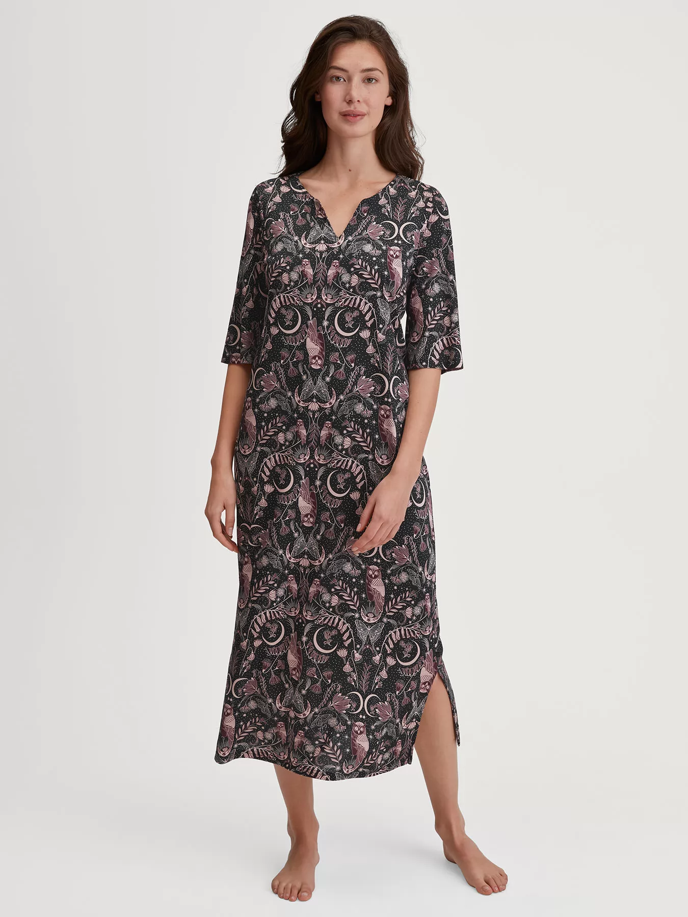 Czarny, wielobarwny Jedwabna koszula nocna Calida Favourites Seduction 30933 - zdjęcie 1