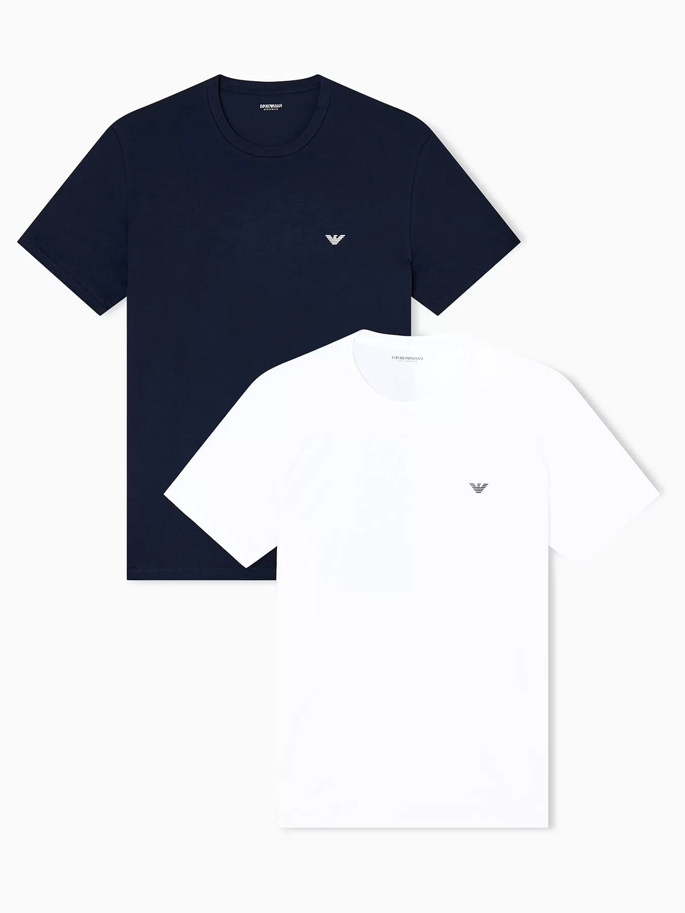 Biały, granatowy Koszulka męska 2PACK Emporio Armani M000391AF10776 - zdjęcie 4