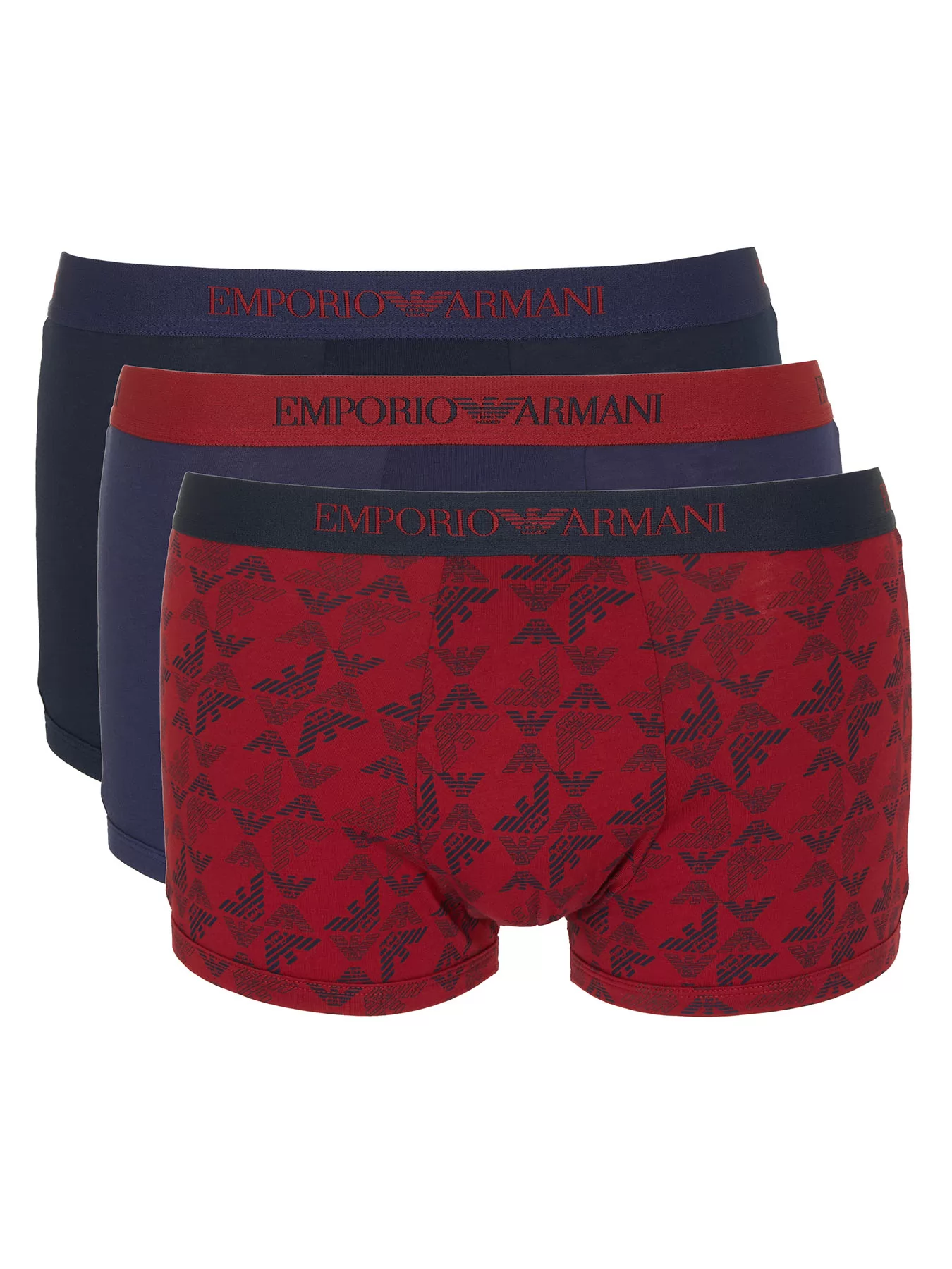 Czerwony, granatowy Bokserki męskie 3PACK Emporio Armani M000260AF10800 - zdjęcie 2