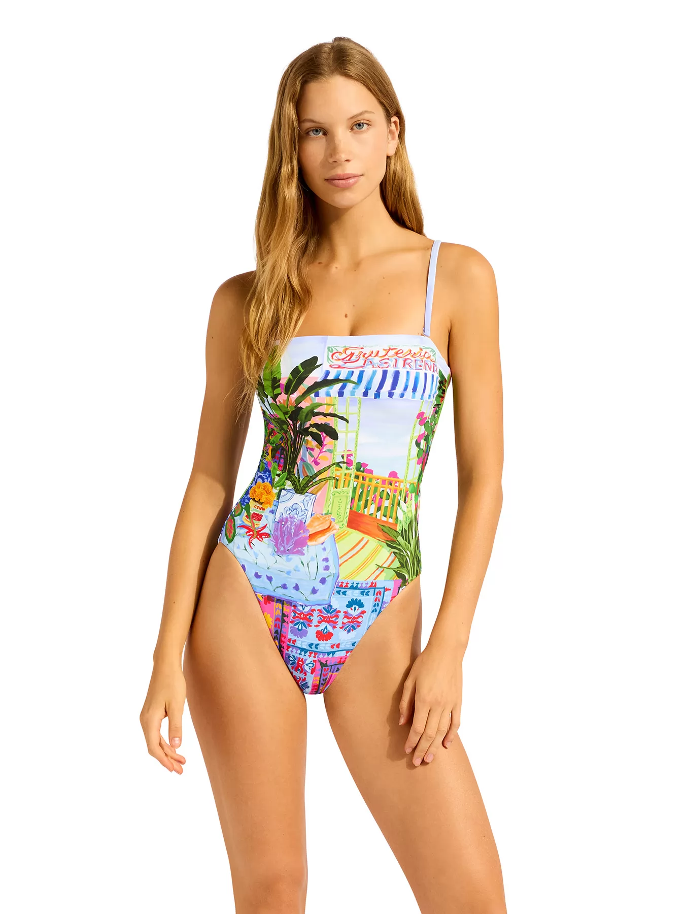 Niebieski, wielobarwny, zielony Kostium kąpielowy Seafolly La Boca 11117DD286 - zdjęcie 4