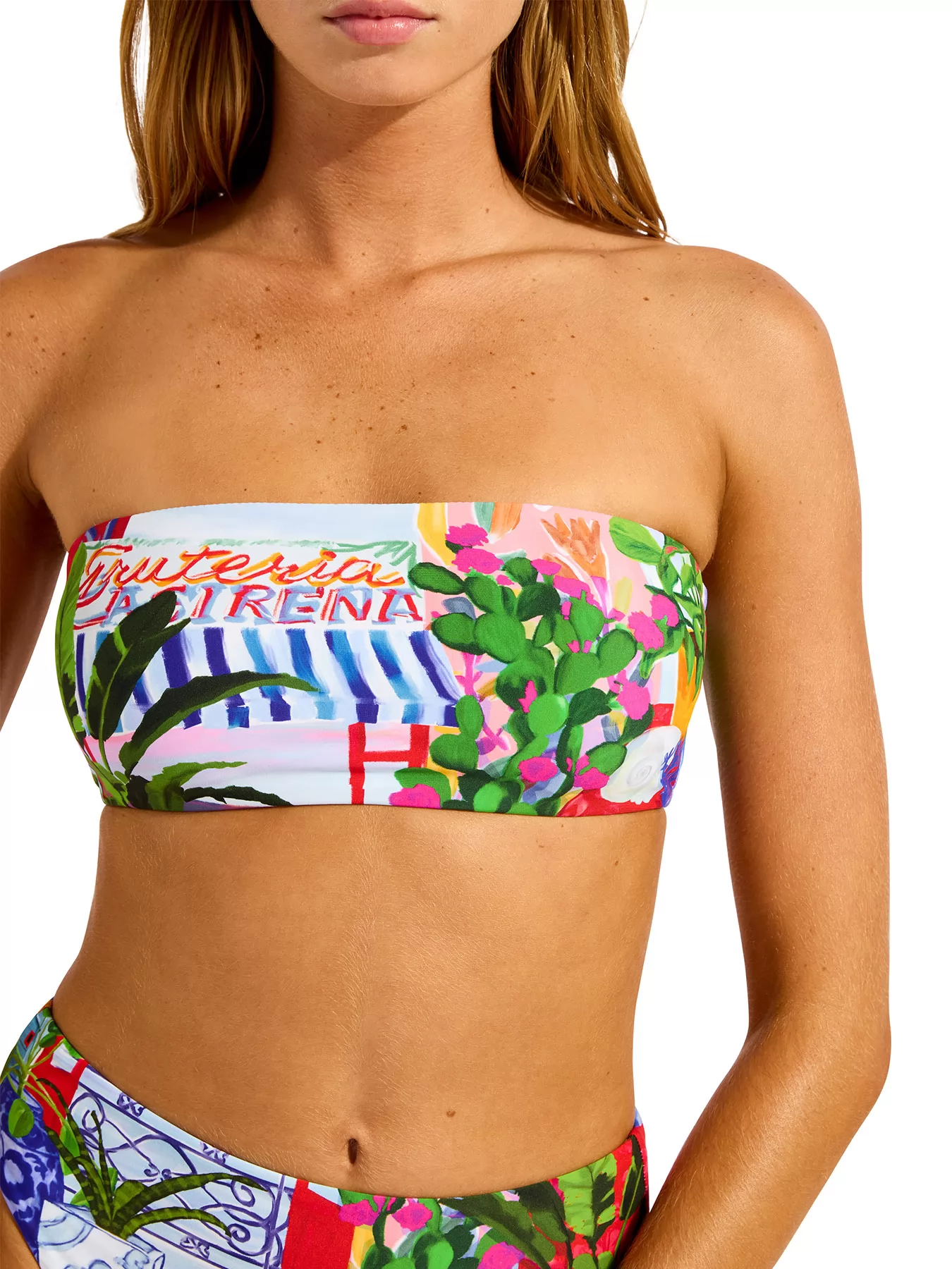 Niebieski, wielobarwny, zielony Góra od bikini bandeau Seafolly La Boca 31448-286 - zdjęcie 7