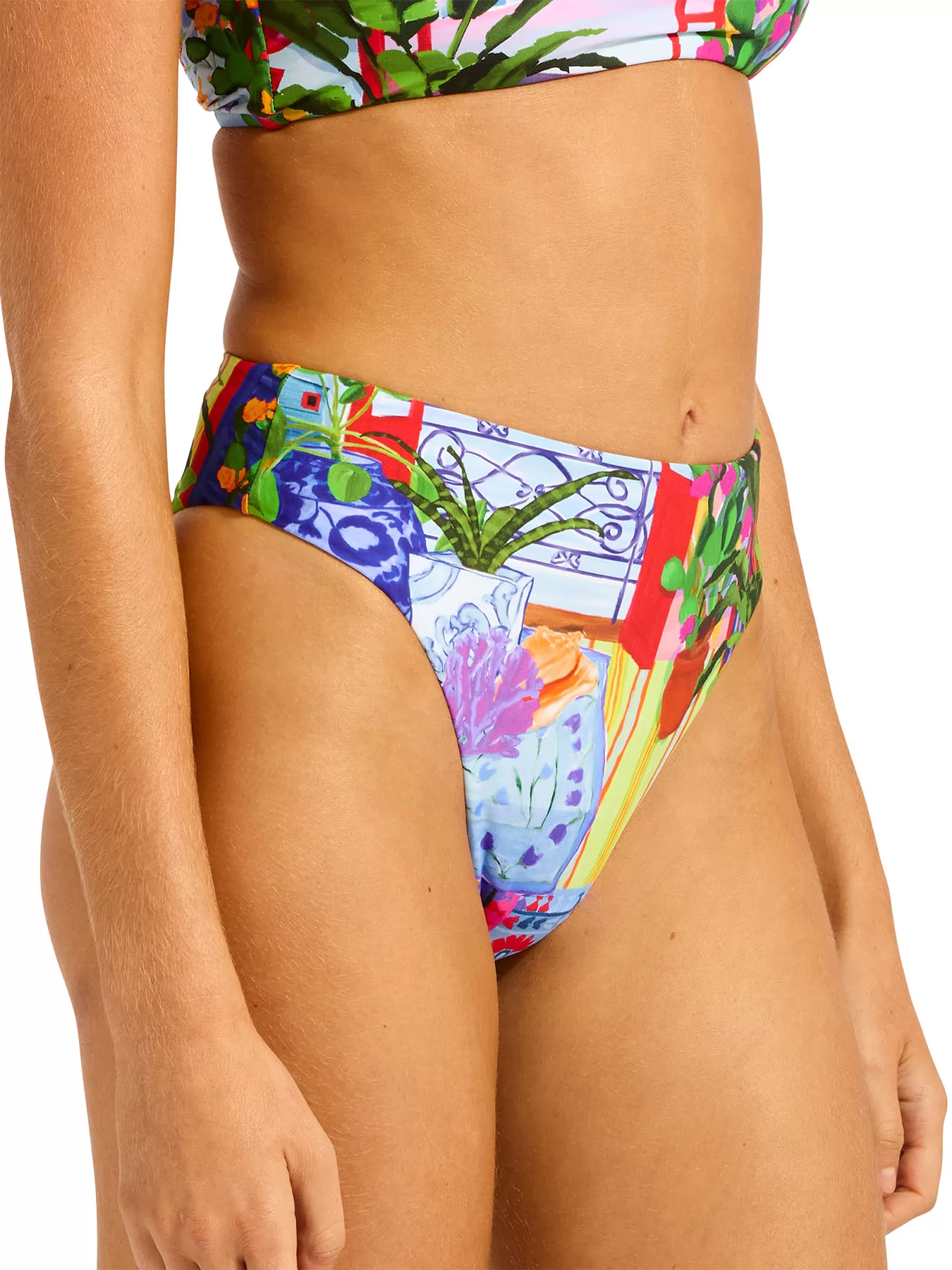 Niebieski, wielobarwny, zielony Dół od bikini bandeau Seafolly La Boca 40609-286 - zdjęcie 2