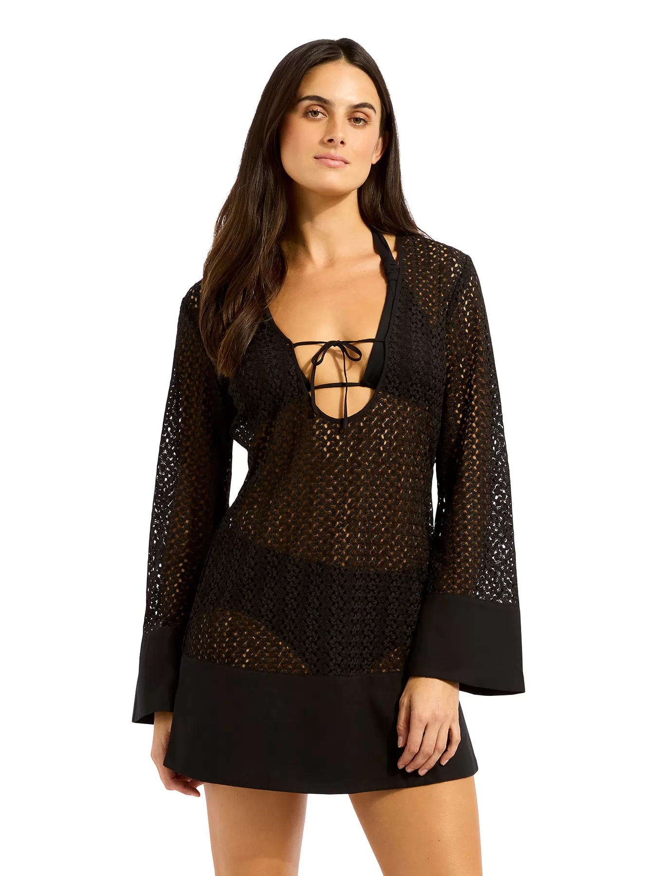 Czarny Tunika plażowa Seafolly Beach Edit 55529-CU - zdjęcie 1