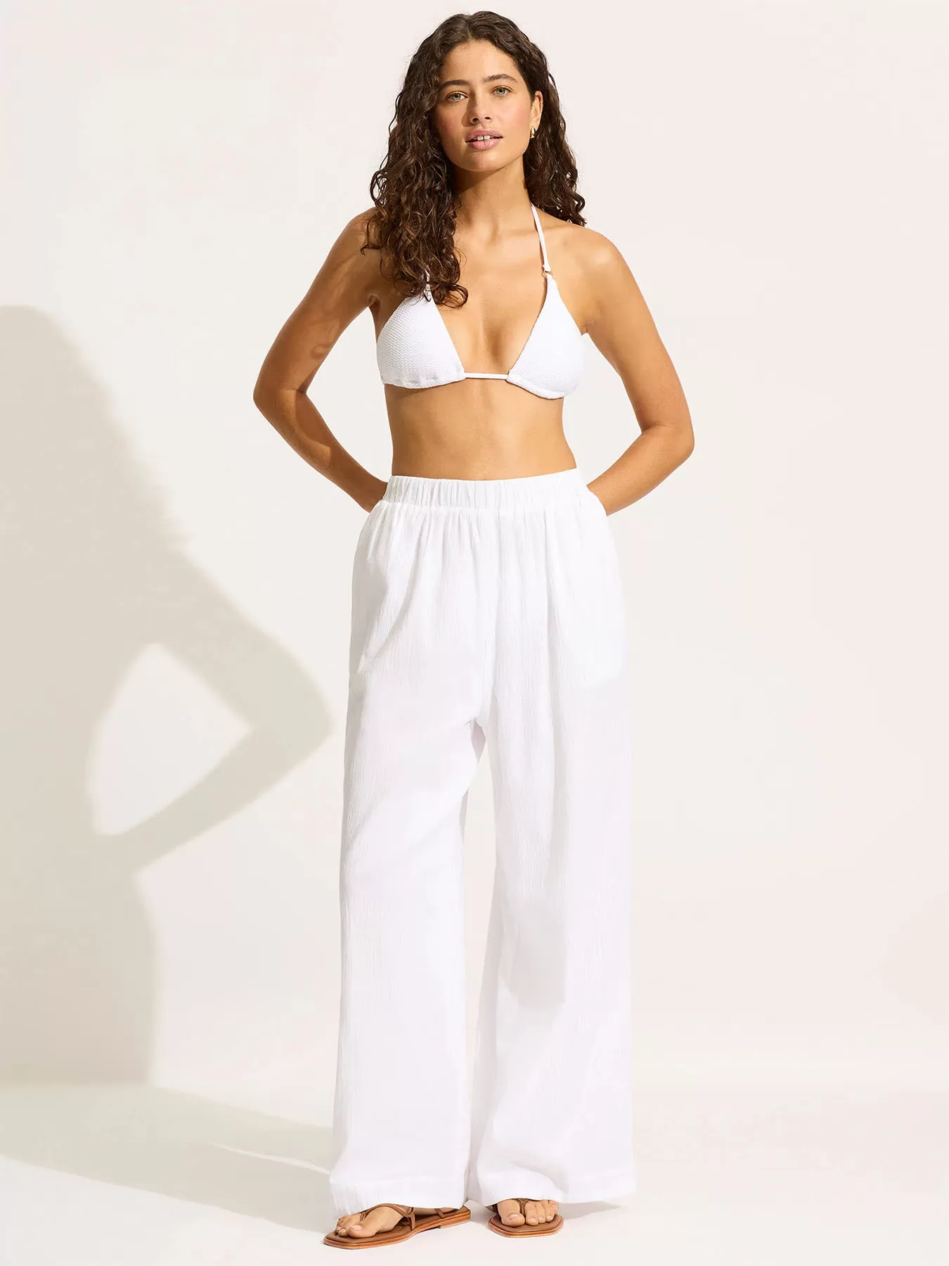 Biały Spodnie plażowe Seafolly Beach Edit 55430-PA - zdjęcie 4