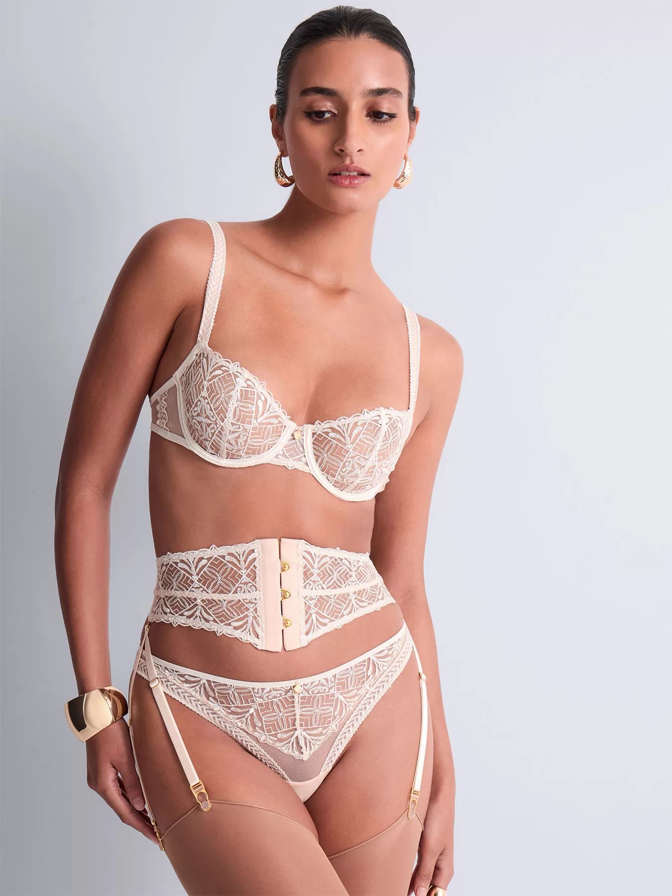 Beżowy Biustonosz balkonetka Aubade Iconic Calypso 6CF14 - zdjęcie 6