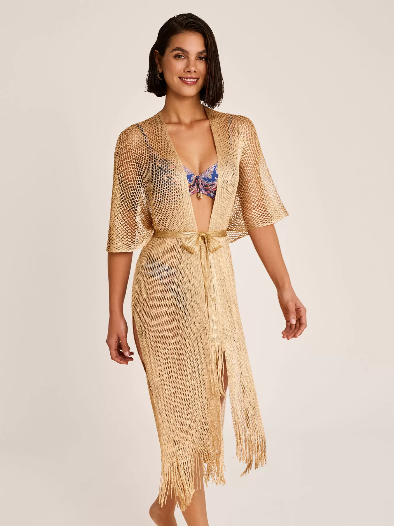 Złoty Kimono plażowe Selmark BO997 - zdjęcie 1