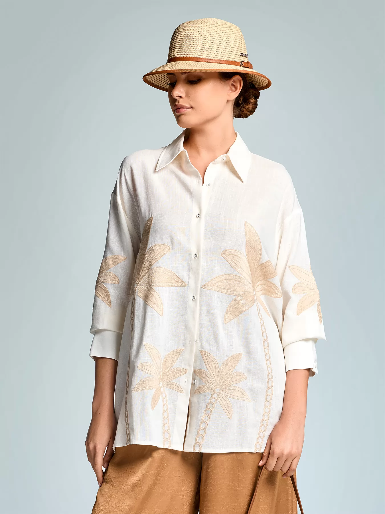 Beżowy, kremowy Koszula plażowa Iconique Lily 26-013 - zdjęcie 3