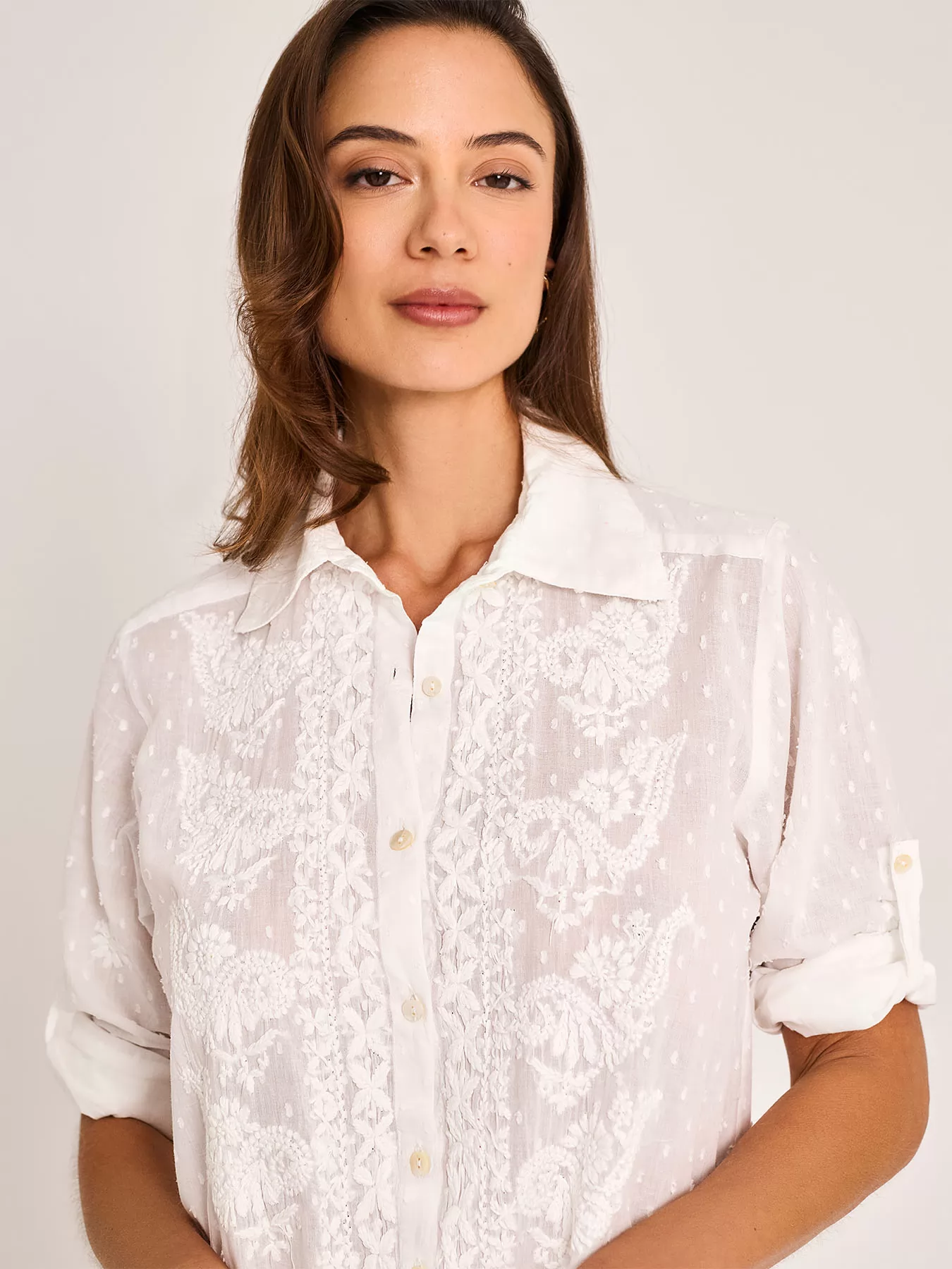 Biały Sukienka plażowa Selmark BC233 - zdjęcie 3