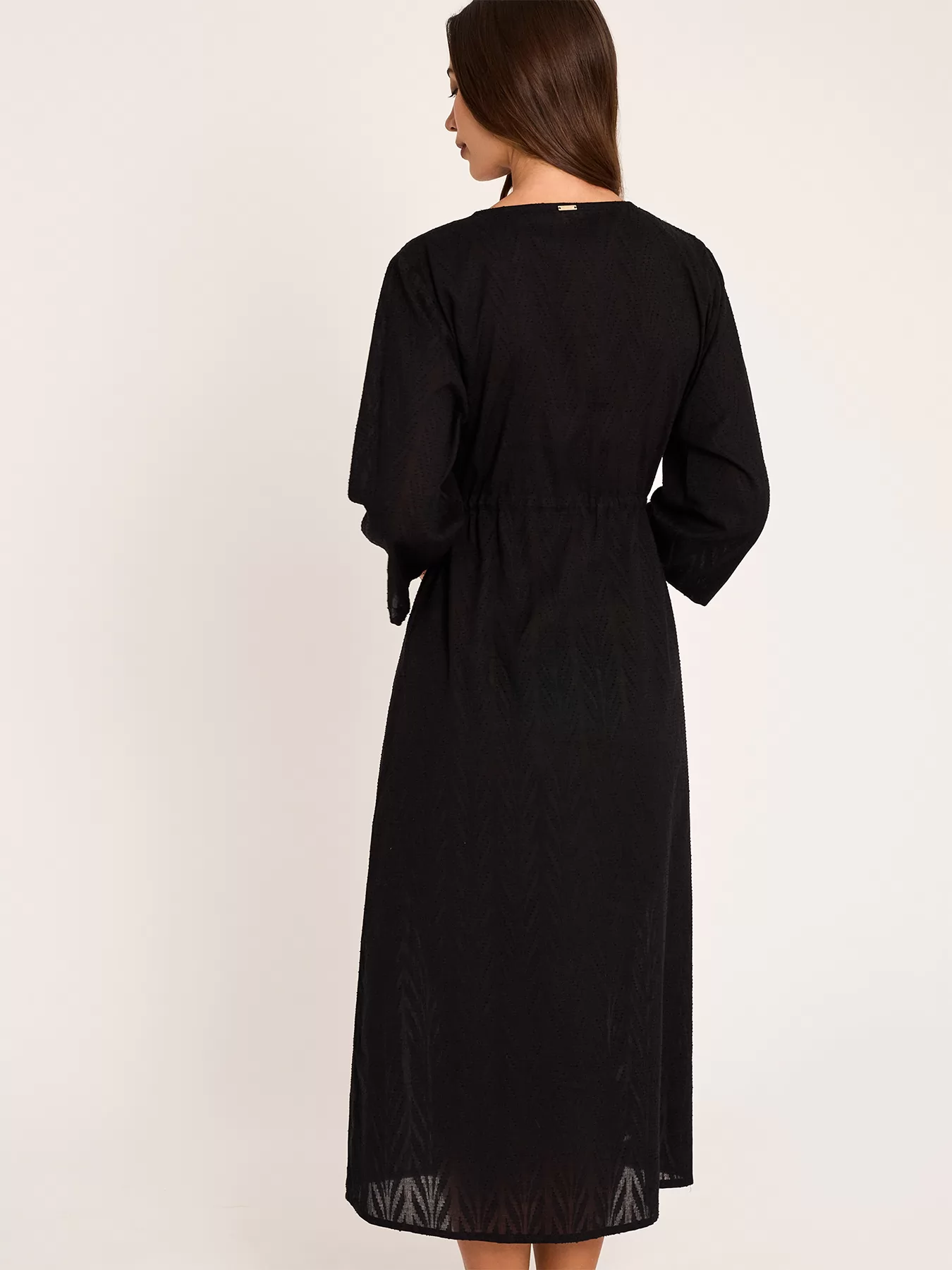 Czarny Kimono plażowe Selmark BO297 - zdjęcie 2