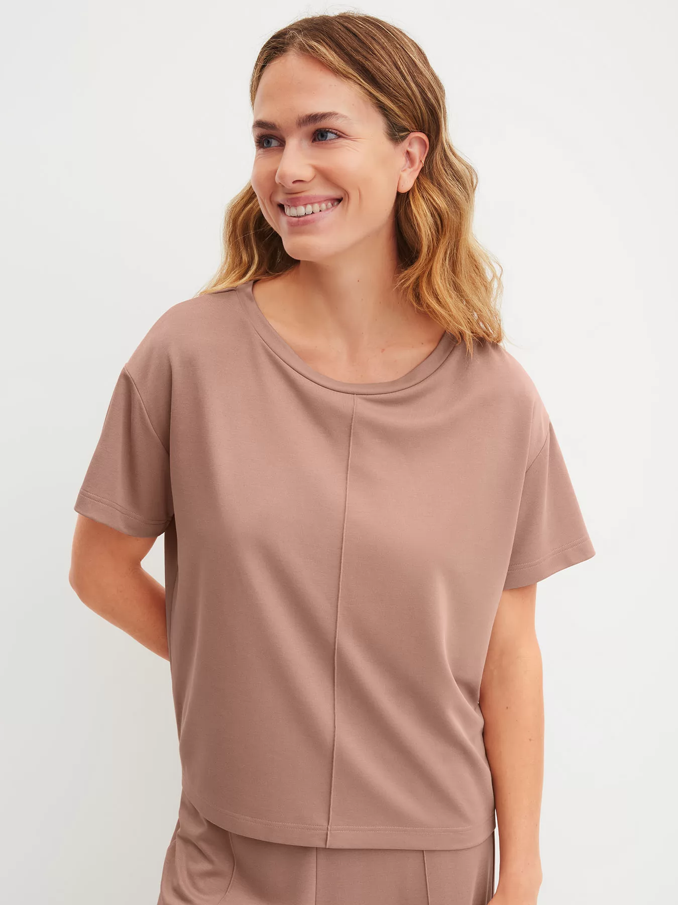 Beżowy Koszulka damska Calida Natural Loungewear 14396 - zdjęcie 1